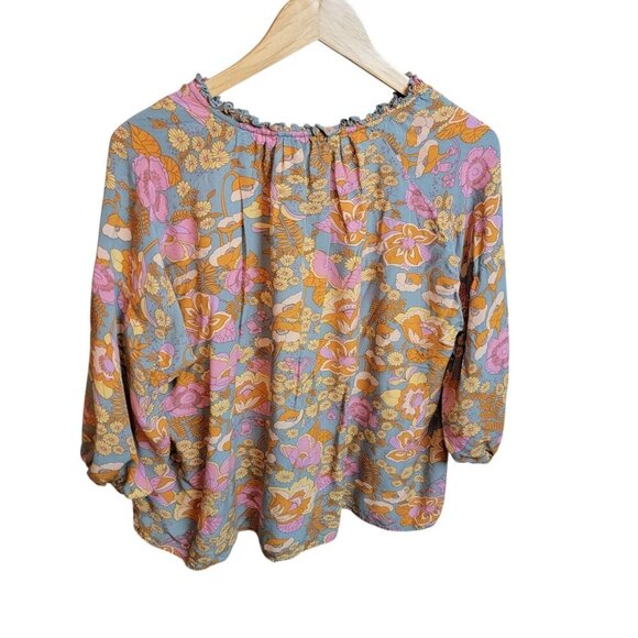 Entro Floral Ruched Sleeve Blouse - Size S - Picture 4 of 6